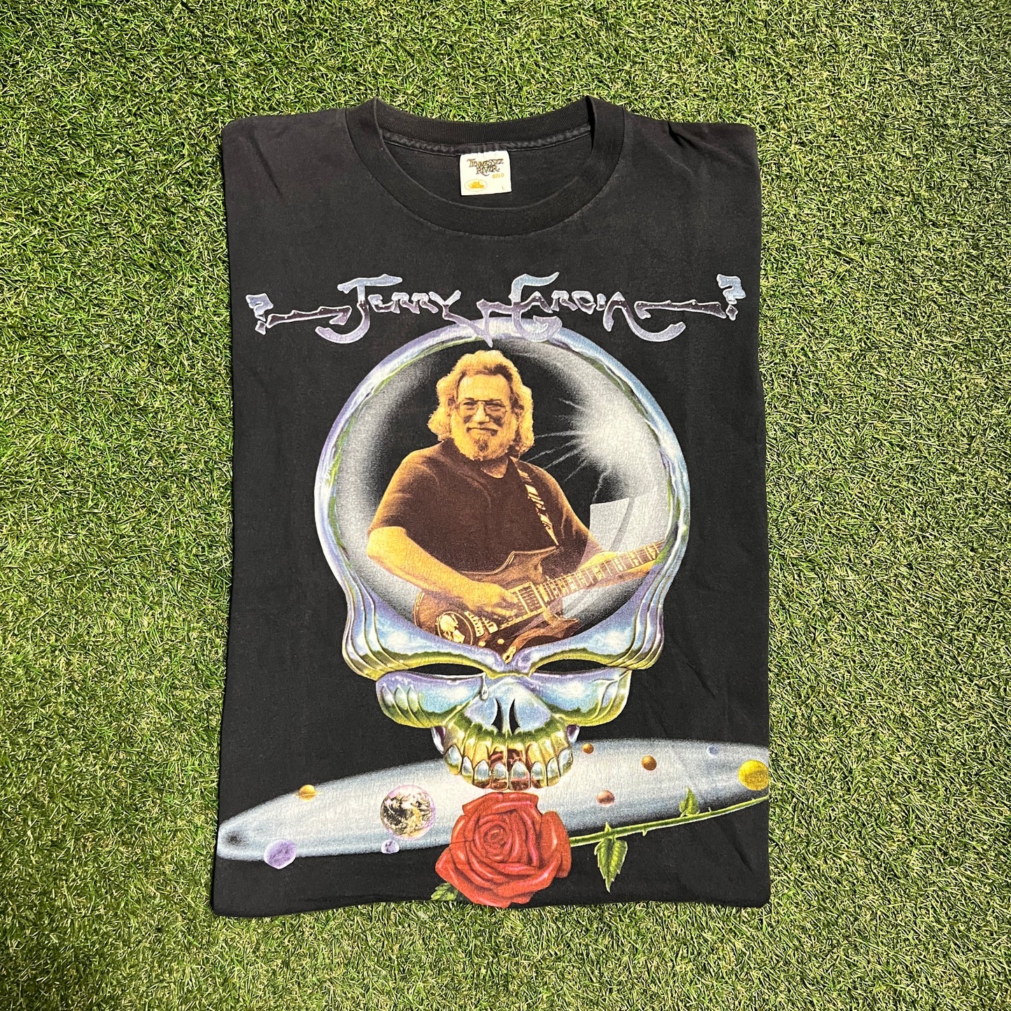 1995 Grateful Dead Jerry Garcia Skeleton Head Out Size Large USED v10598
