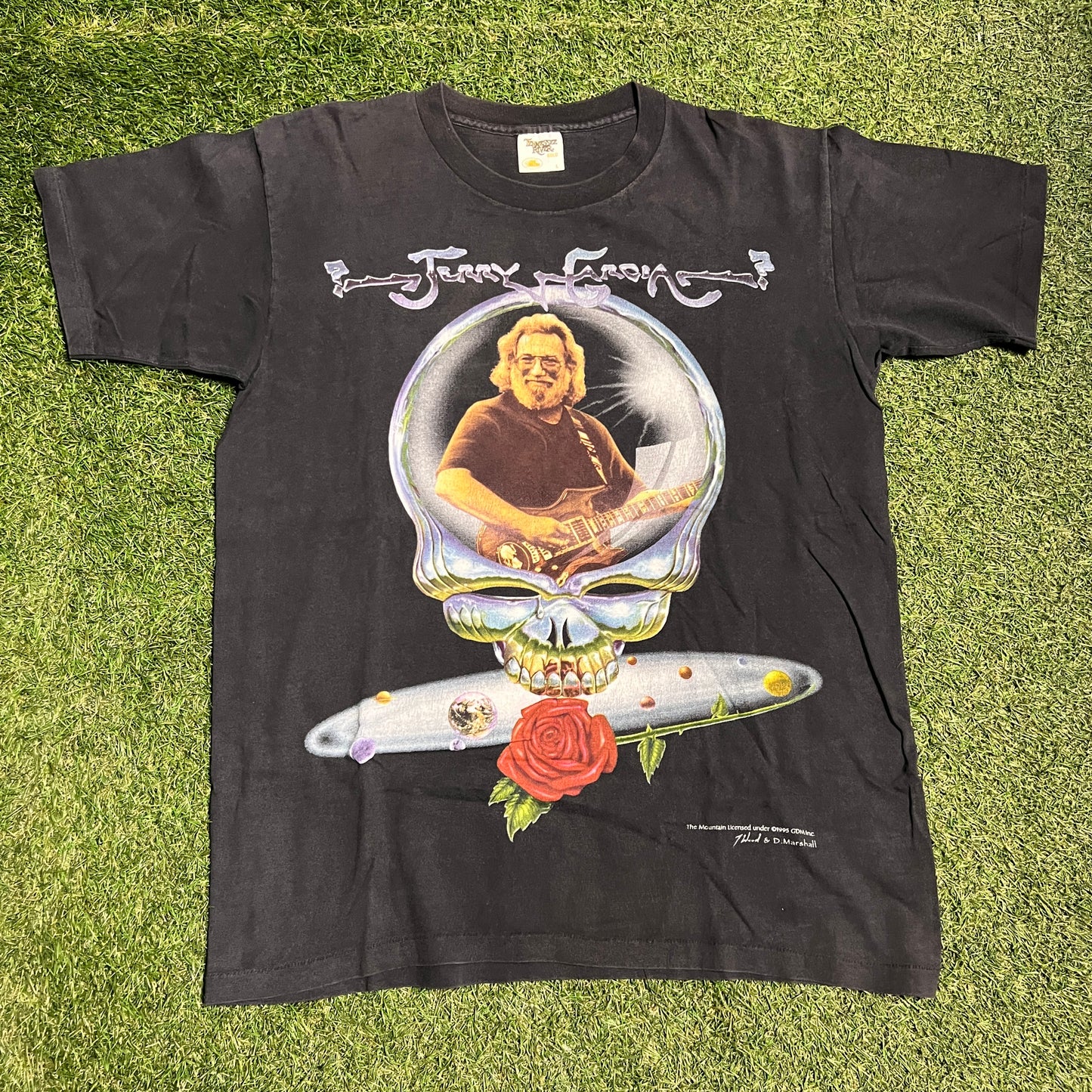 1995 Grateful Dead Jerry Garcia Skeleton Head Out Size Large USED v10598