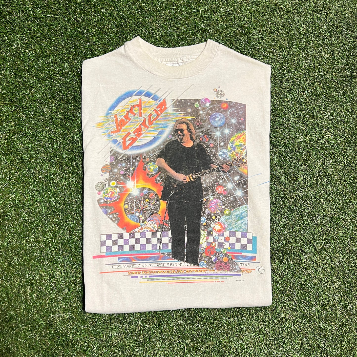 1991 Grateful Dead Jerry Garcia White Tee Anvil Tag Size Large USED v10241