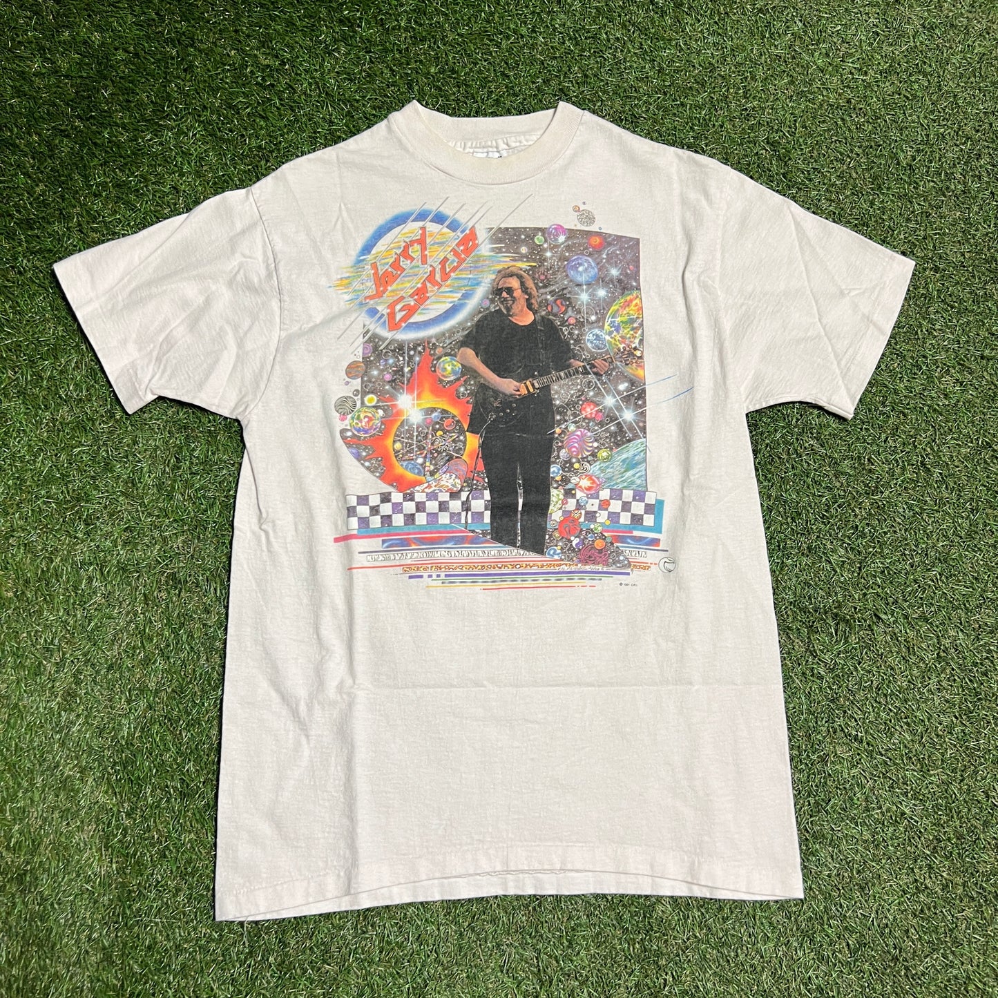 1991 Grateful Dead Jerry Garcia White Tee Anvil Tag Size Large USED v10241