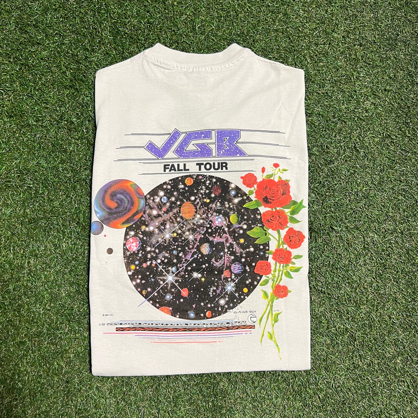 1991 Grateful Dead Jerry Garcia White Tee Anvil Tag Size Large USED v10241