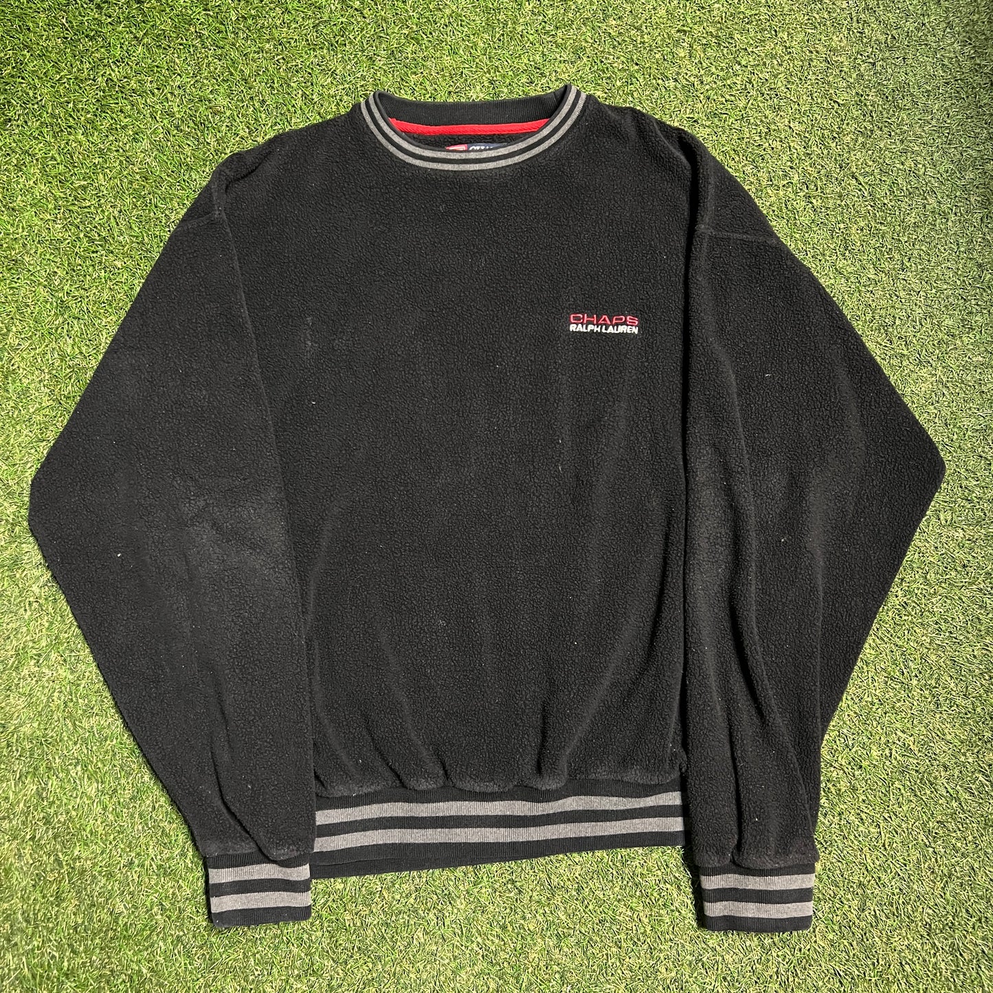 Y2K Chaps Ralph Lauren Black Fleece Crewneck Size Large USED v15024