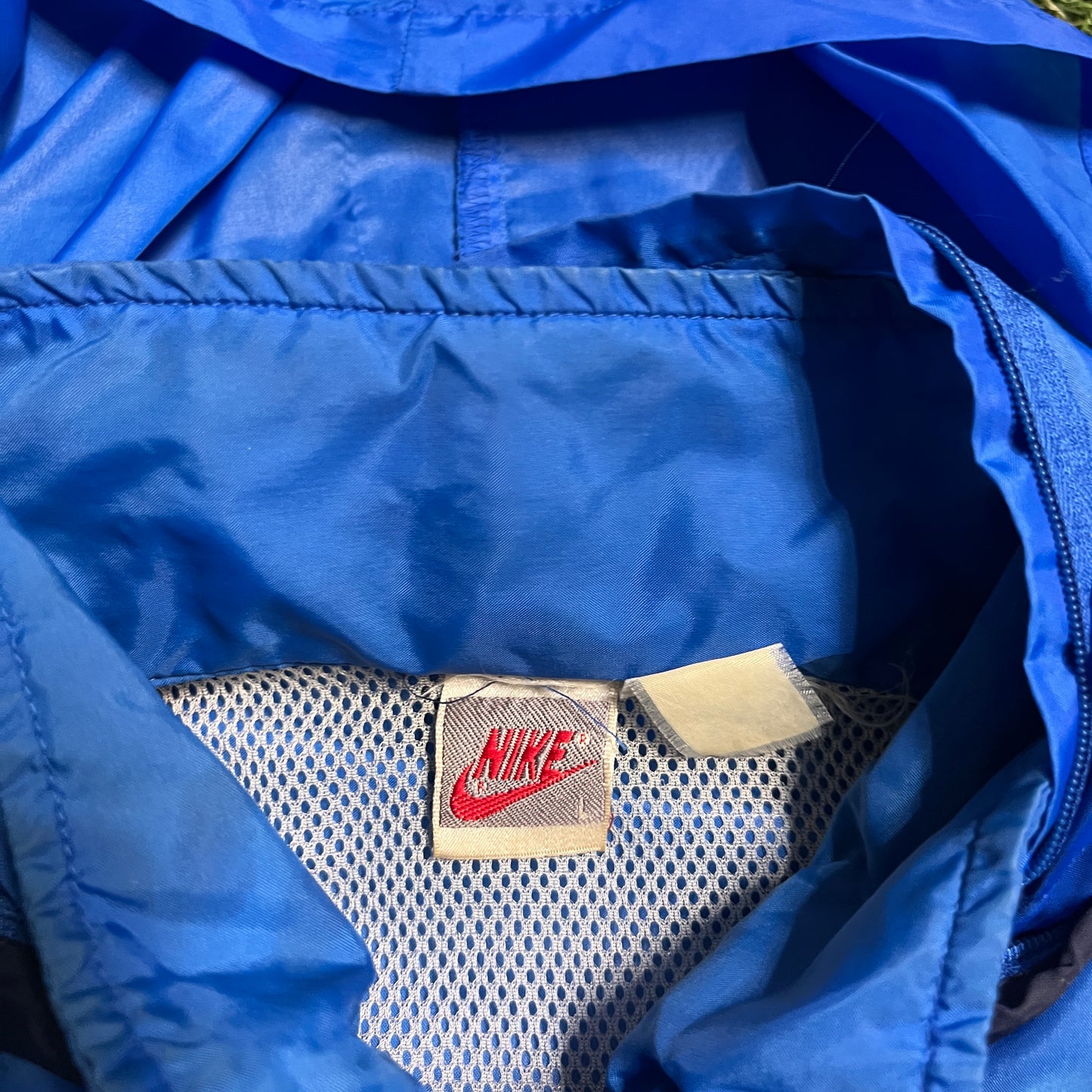 1990s Nike Blue Hooded Windbreaker Size Large USED v15025