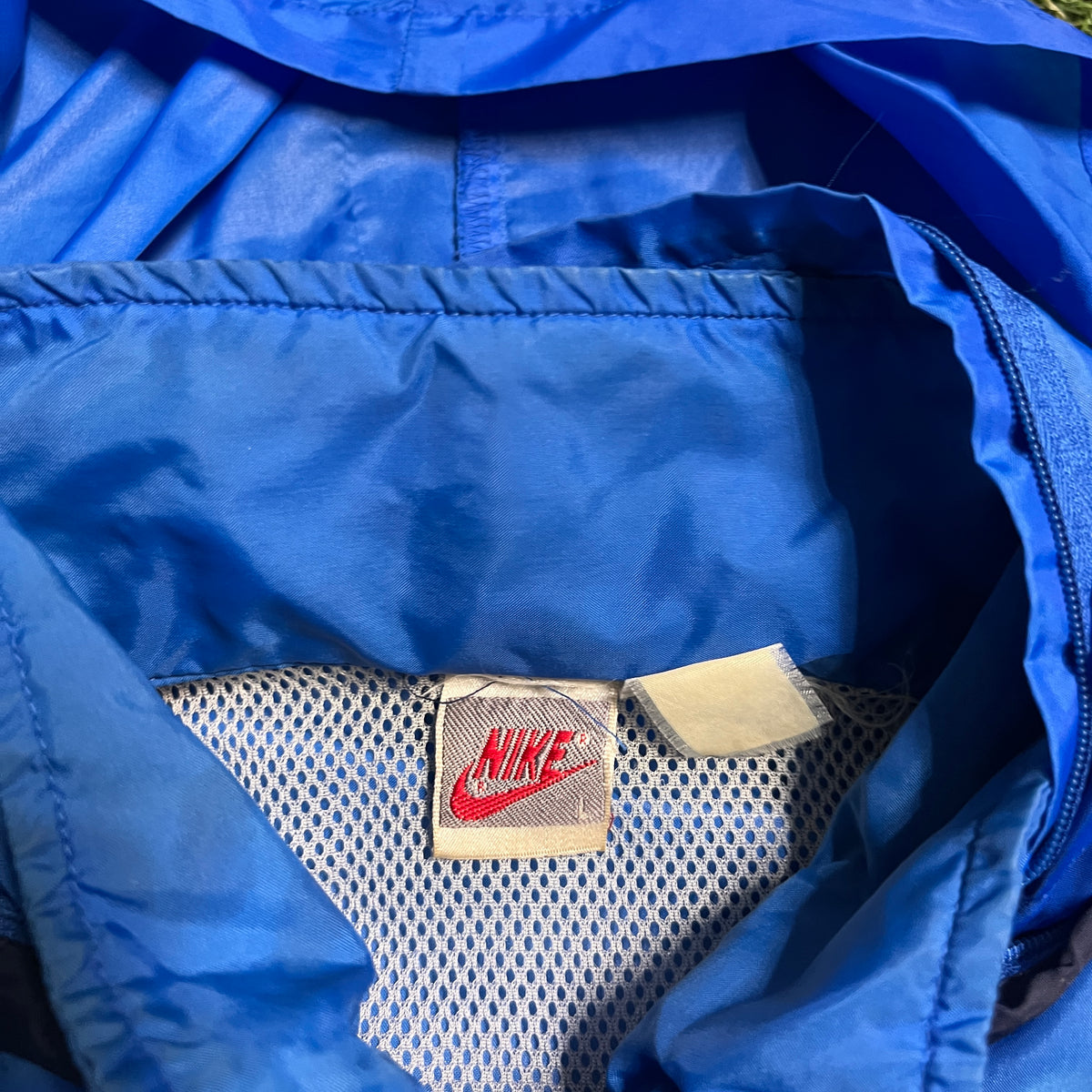 1990s Nike Blue Hooded Windbreaker Size Large USED v15025