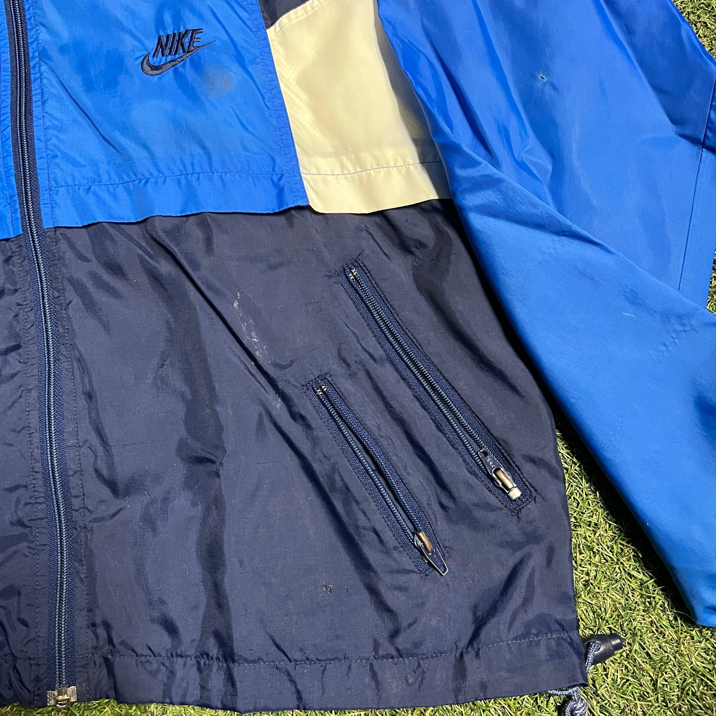 1990s Nike Blue Hooded Windbreaker Size Large USED v15025