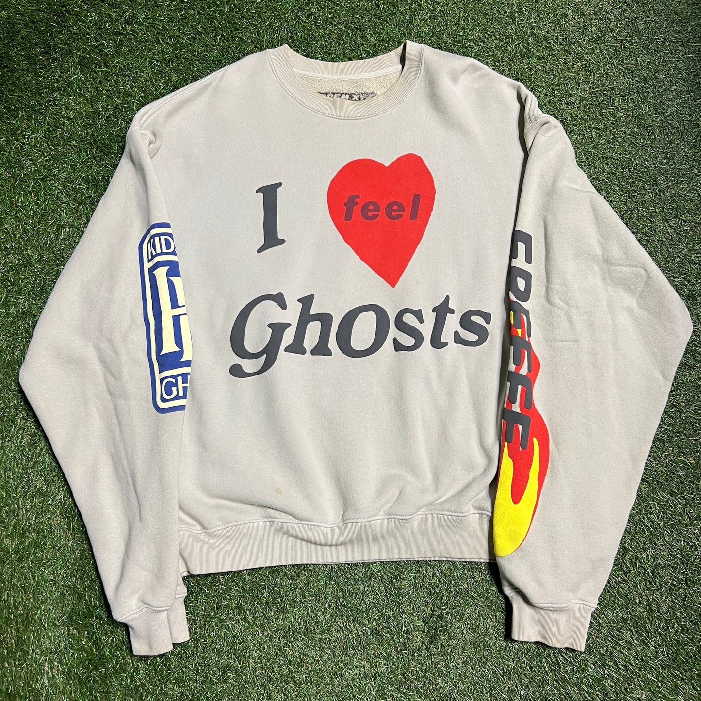 CPFM Kids See Ghost Kanye Cudi I feel Ghosts Tan Crewneck Size Large USED x3041