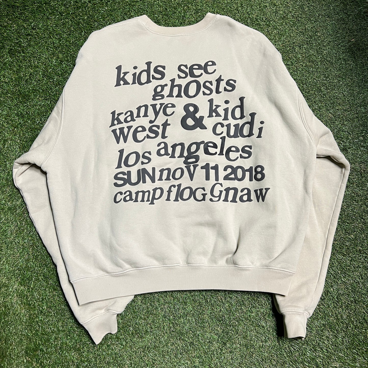 CPFM Kids See Ghost Kanye Cudi I feel Ghosts Tan Crewneck Size Large USED x3041