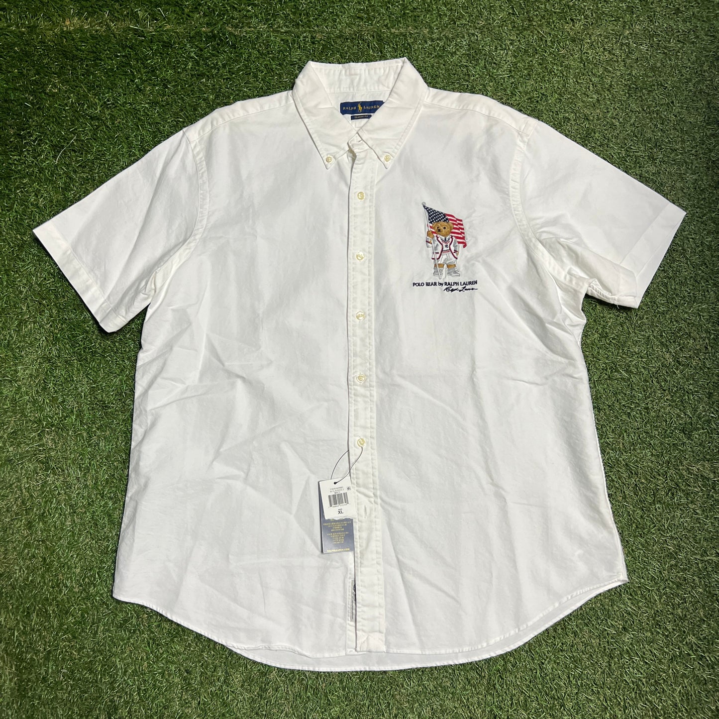 Ralph Lauren Polo Bear White Button Up Size XL USED v14120