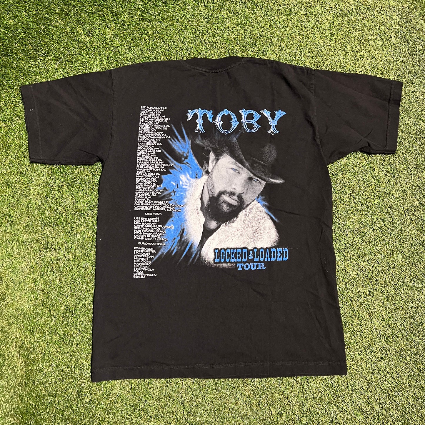 Made In America Toby Locked and Loaded Tour Black Tee Size Large USED v14118