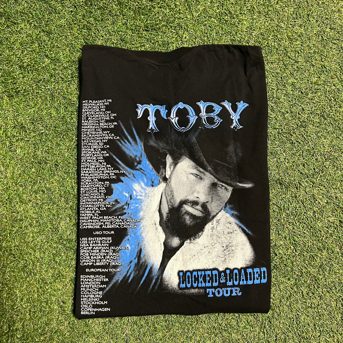 Made In America Toby Locked and Loaded Tour Black Tee Size Large USED v14118