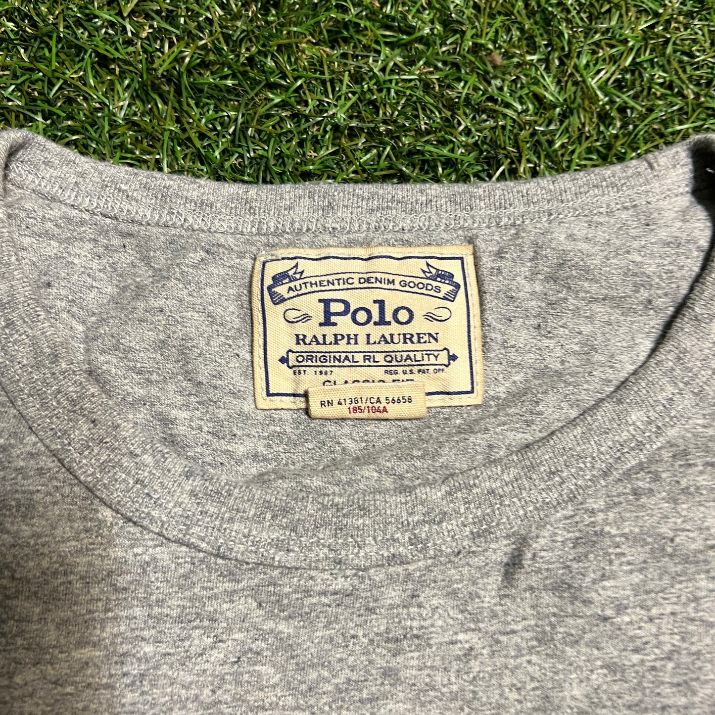 Polo RL 5th Flag Grey Tee Size XL USED v14122