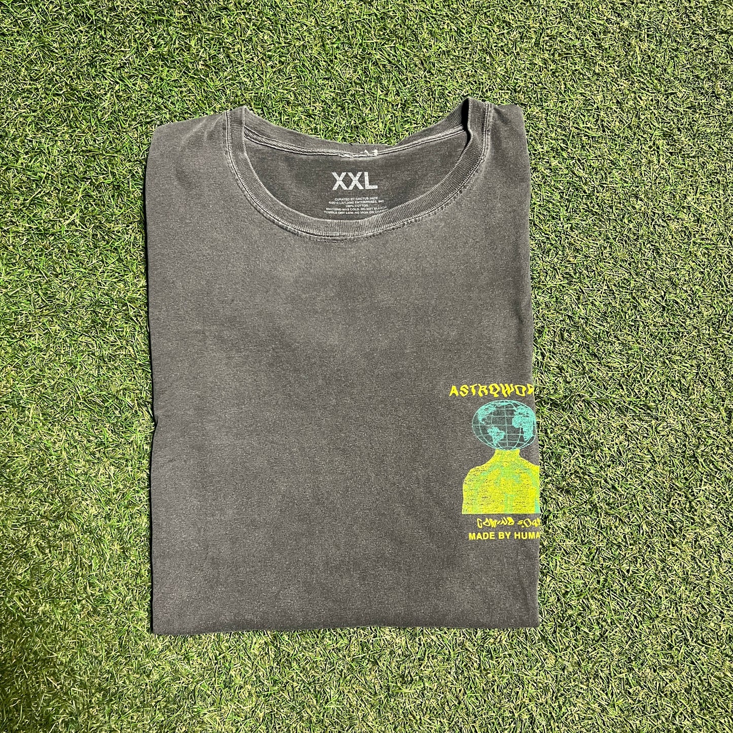 Travis Scott Astroworld Coming Soon Made by Humans Grey tee Size XXL USED x12507
