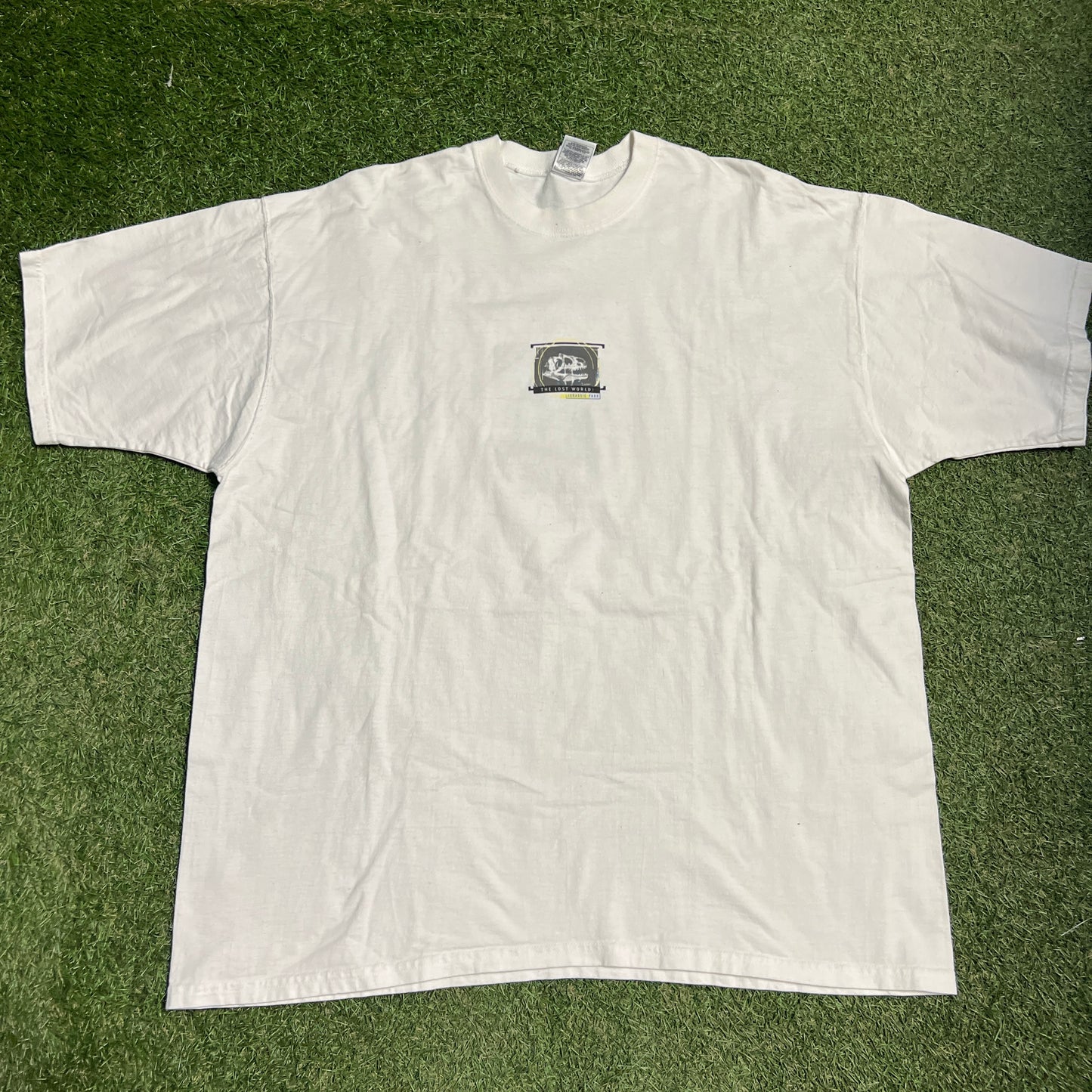 1997 Jurassic Park Lost World Crew White Tee Size XXL USED v15047