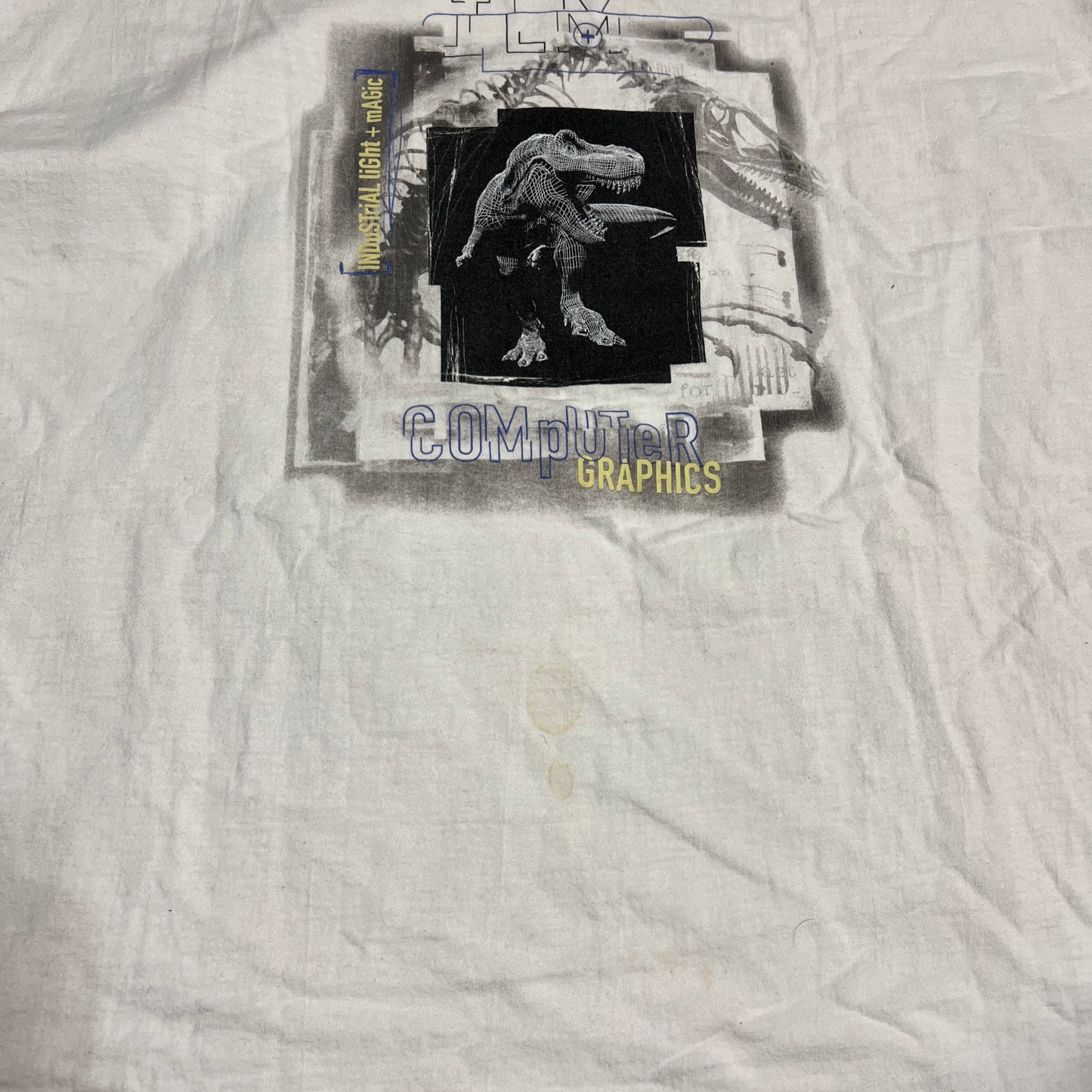 1997 Jurassic Park Lost World Crew White Tee Size XXL USED v15047