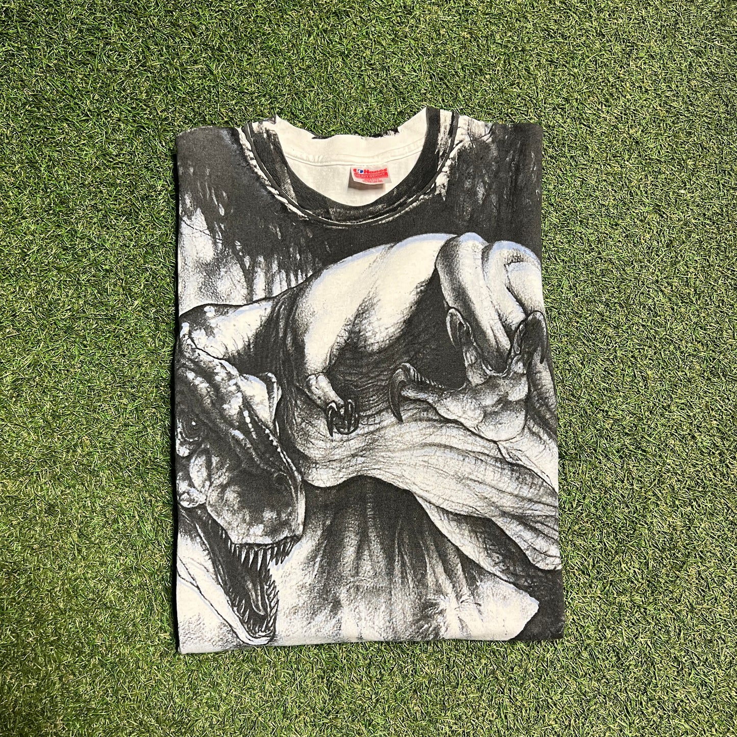 1993 Jurassic Park Full Print Blood Claws Tee Size XL USED v15045