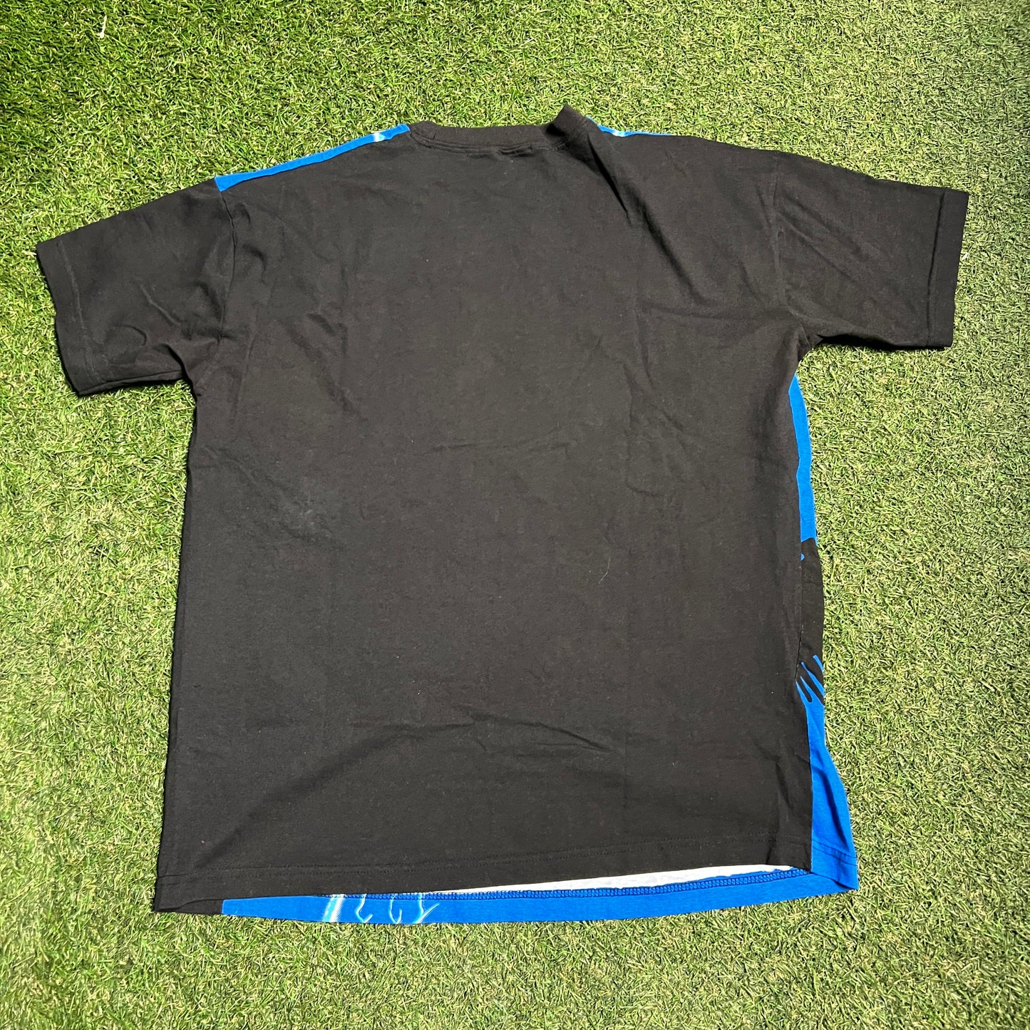 1994 Jurassic Park Full Print Front Side Blue Tee Size XL USED v15046
