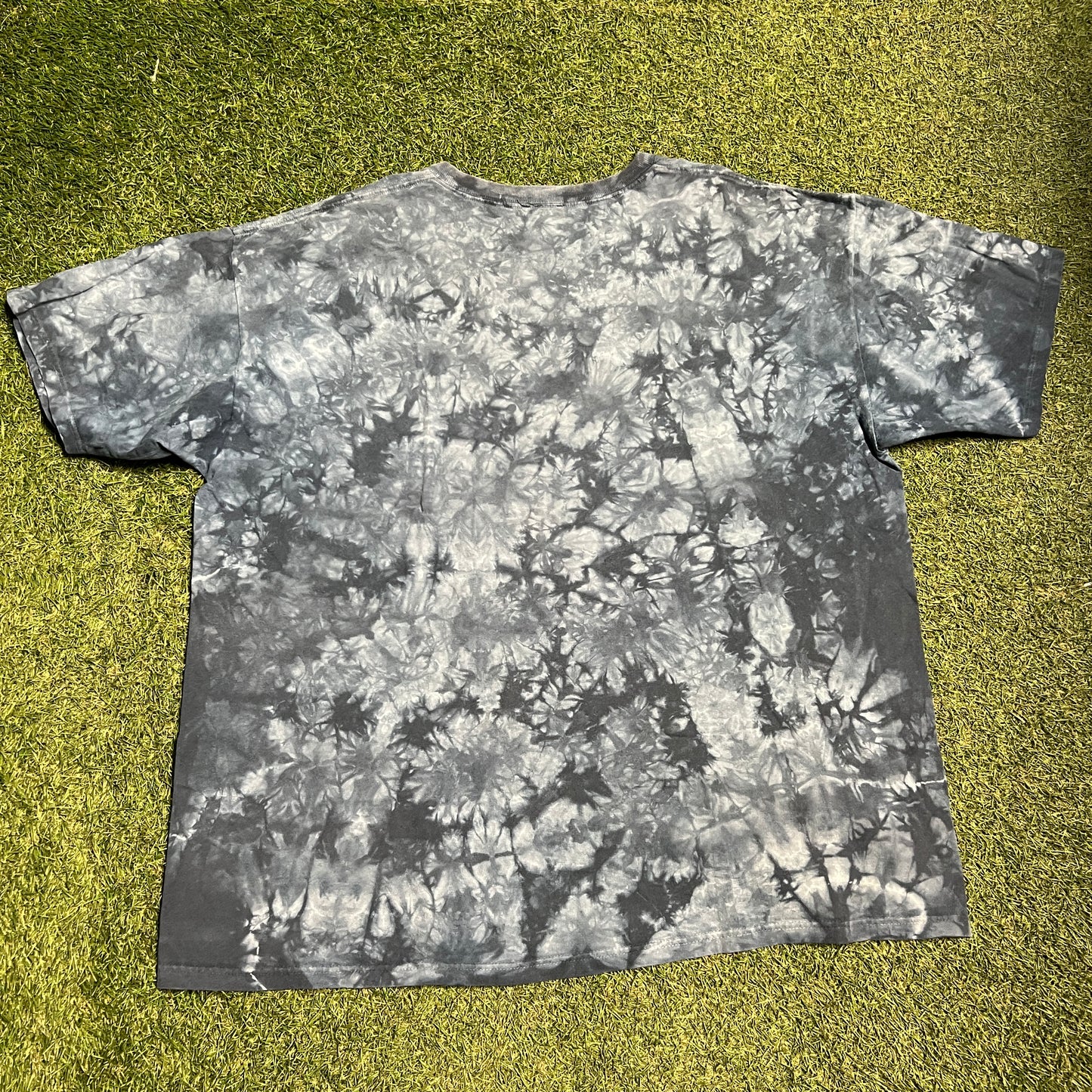 Y2K Jurassic Park The Ride Blue Tie Dye Tee Size XXL USED v15050