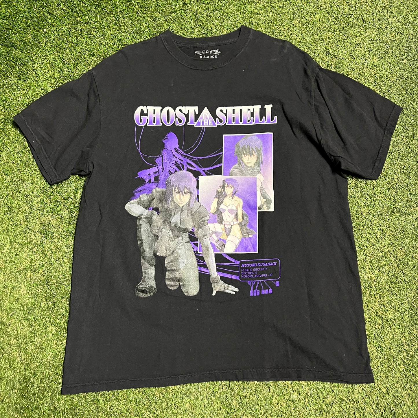 Ghost in the Shell Motoko Kusanagi Public Security Black Tee Size XL USED v15053