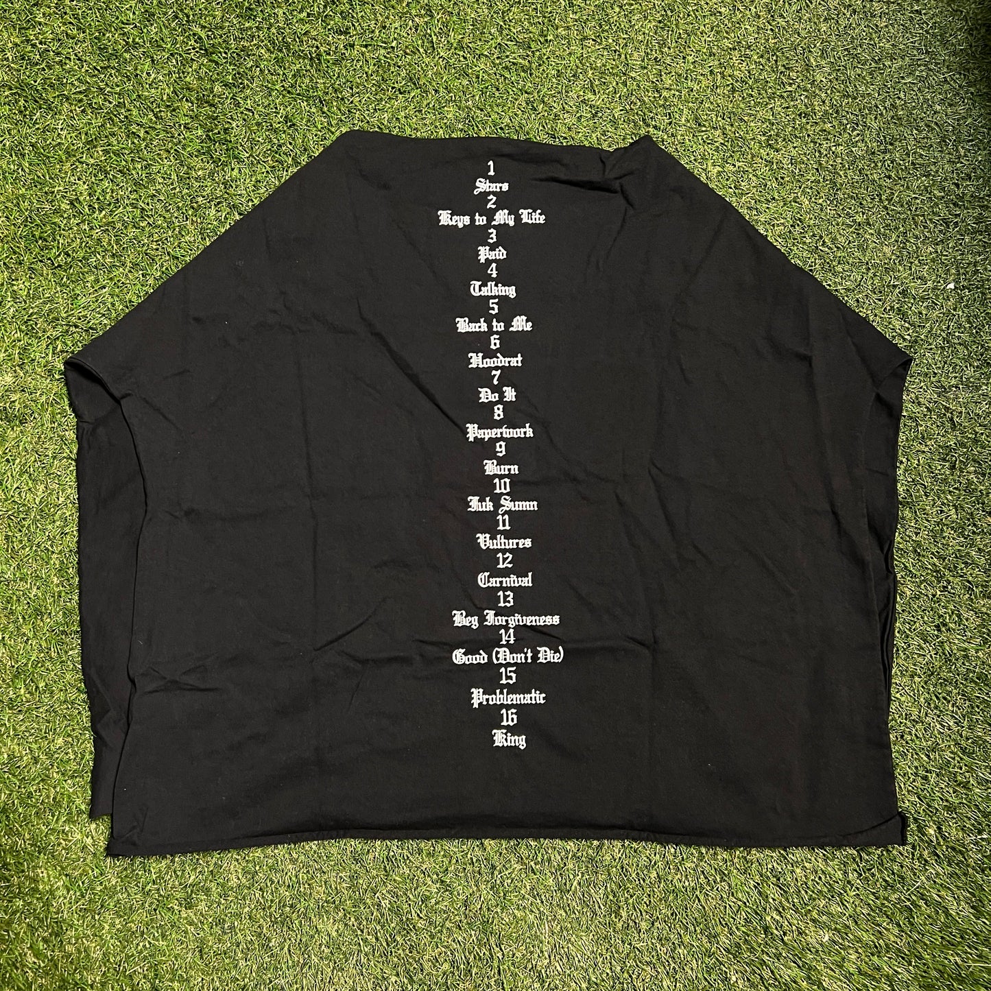 Yeezy Vultures Track List Black Longsleeve size 2 New x10242