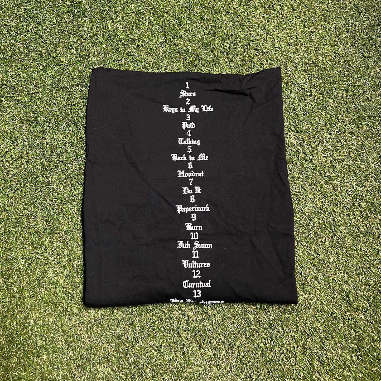 Yeezy Vultures Track List Black Longsleeve size 2 New x10242