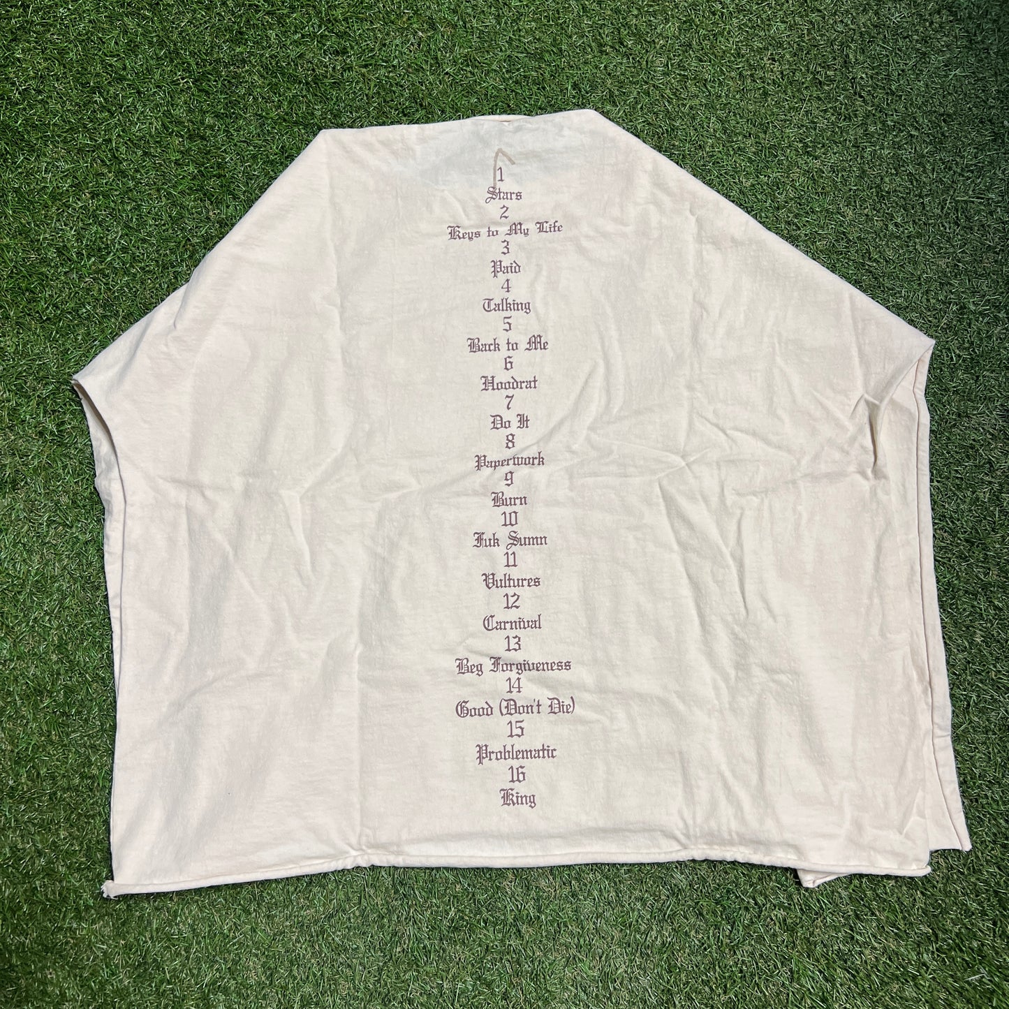 Yeezy Vultures Track List Cream Longsleeve Size 2 New x10215