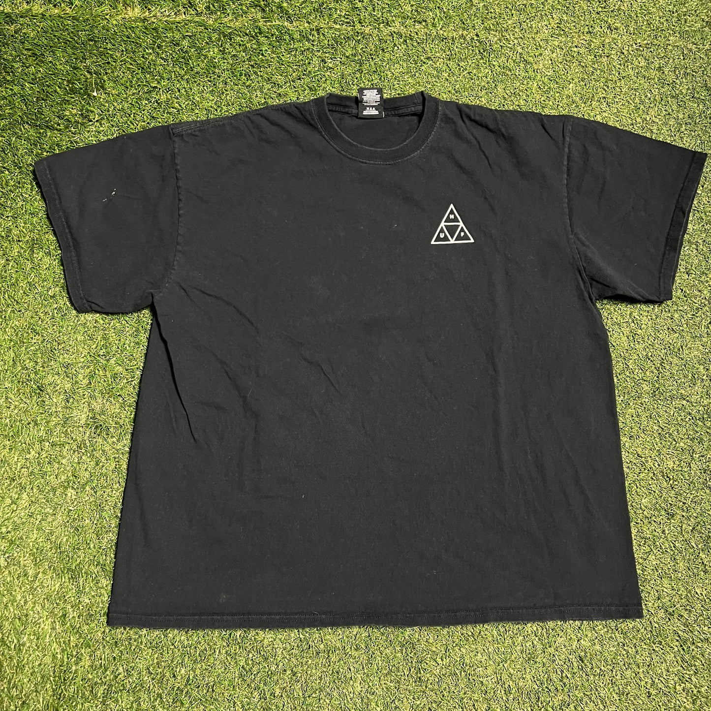 HUF Floral Logo Black Tee Size XXL USED v15098