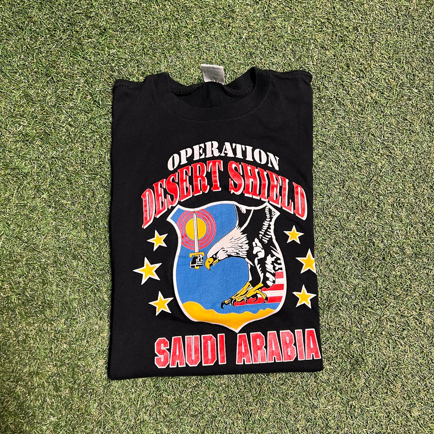 1990s Operation Desert Storm Black Tee Size Large USED v15080