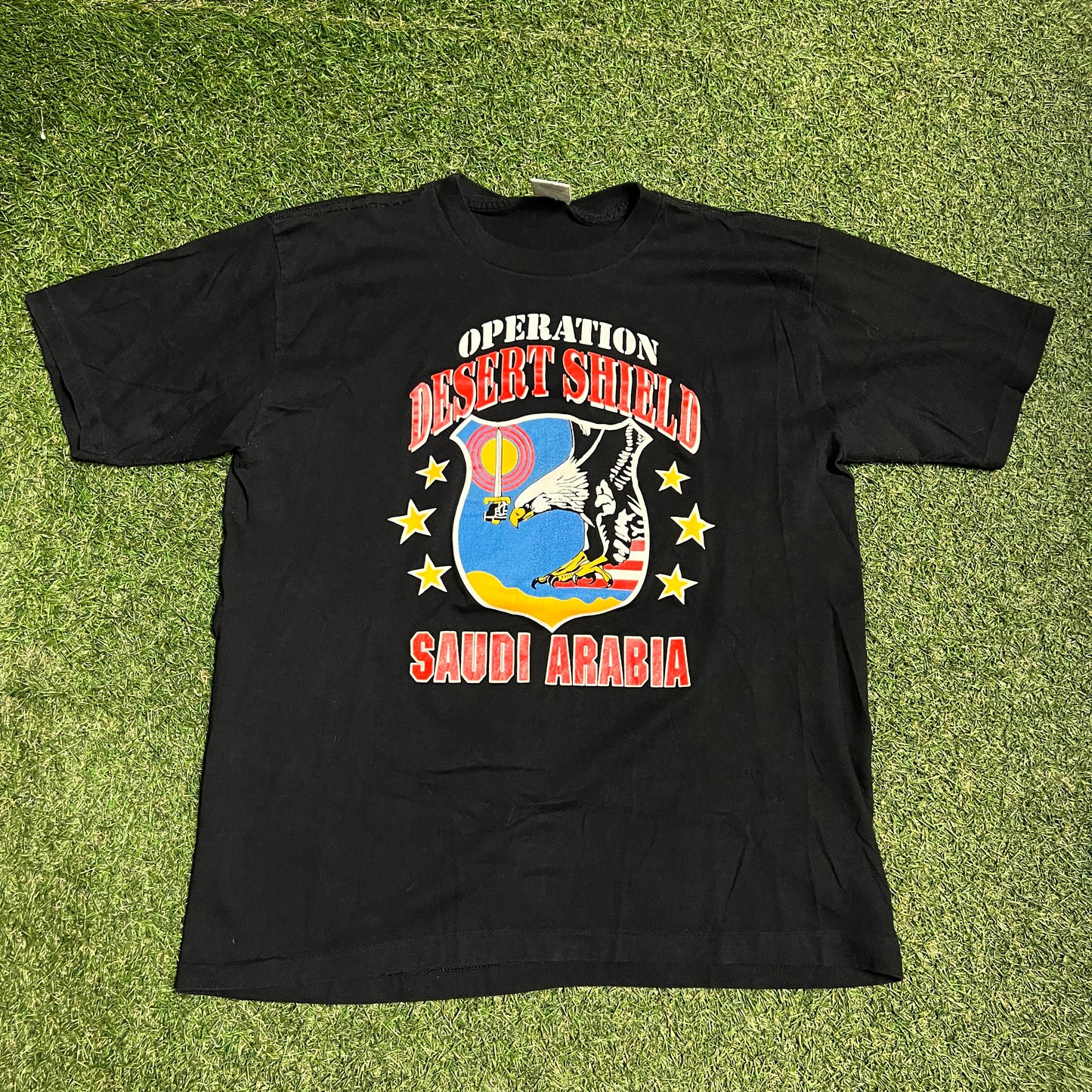 1990s Operation Desert Storm Black Tee Size Large USED v15080