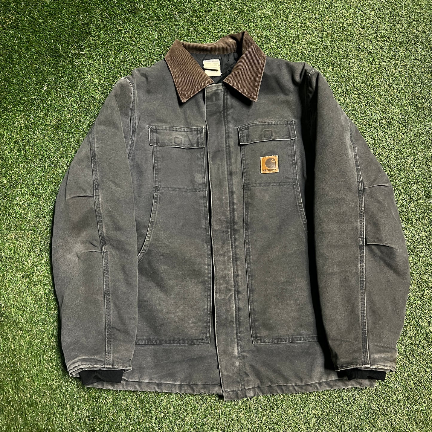 Carhartt Union Made Bartlett Quilt Lined Grey Jacket Size Large USED v15130