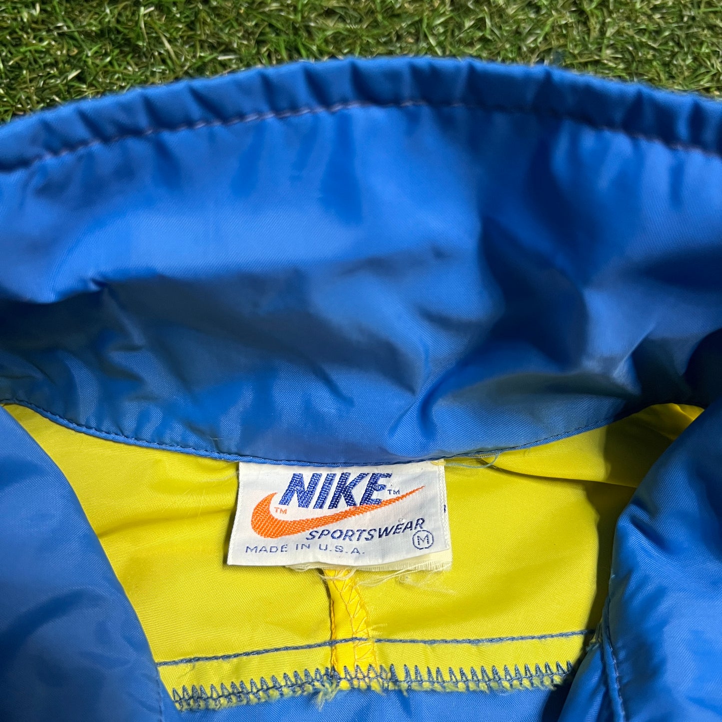 Nike 1980s Blue/Yellow Track Jacket Size Medium USED v8373