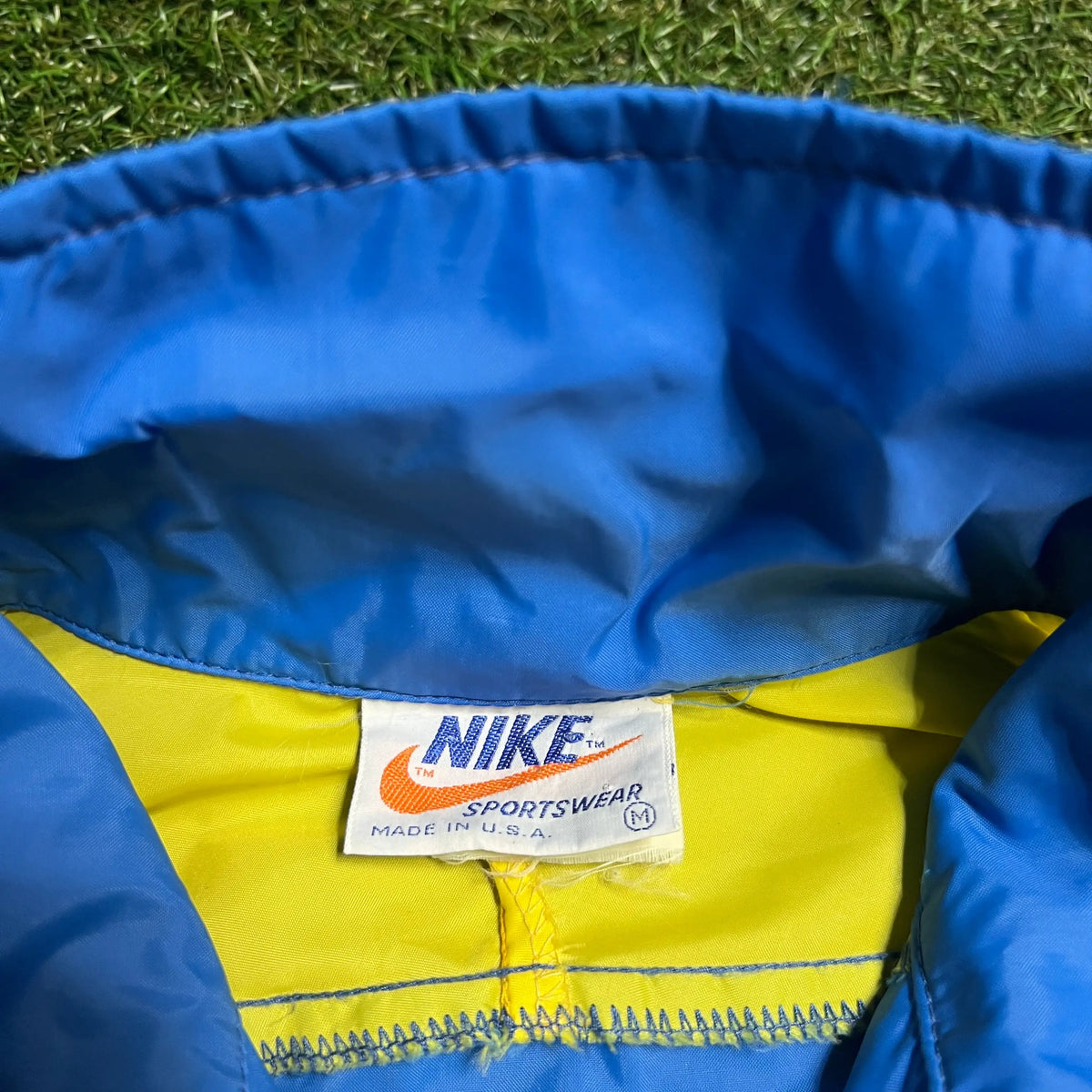 Nike 1980s Blue/Yellow Track Jacket Size Medium USED v8373