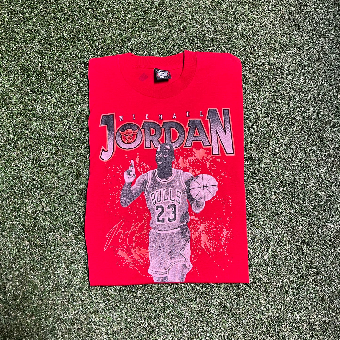 Jordan 1990s Screen Star Tag Red Tee Cartoon Size Medium USED v3896