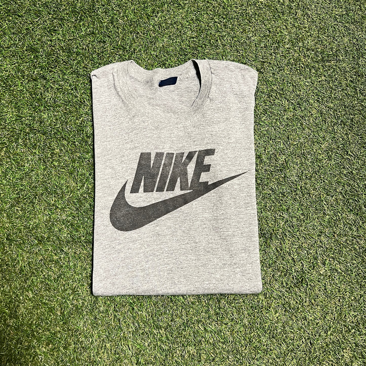 Nike Blue Label 1980's Black Nike Logo Tee Size Large USED v8635