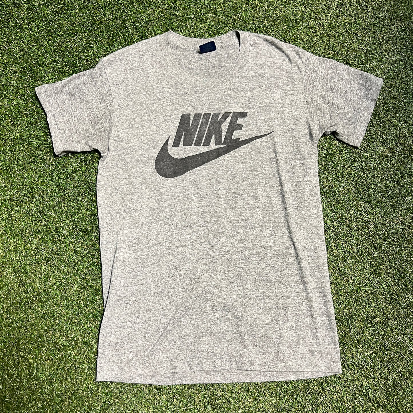 Nike Blue Label 1980's Black Nike Logo Tee Size Large USED v8635