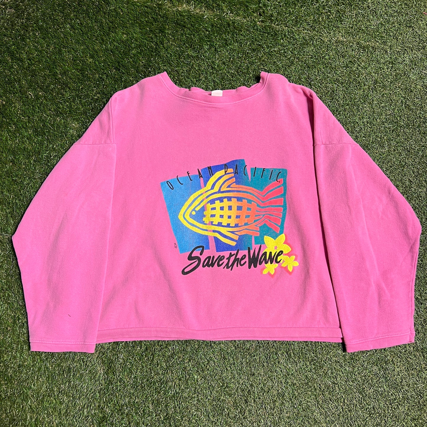 Ocean pacific save the wave crewneck pink Size OS USED v12146