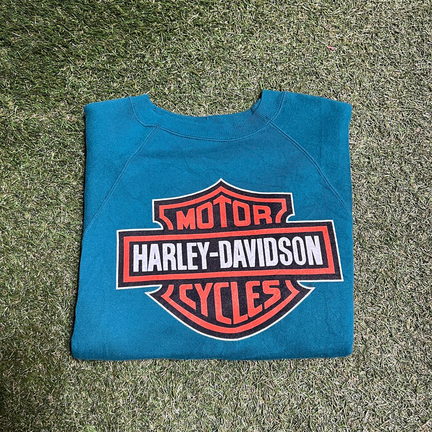 Harley Davidson Crewneck Aqua No Size tag Size Large USED V10849