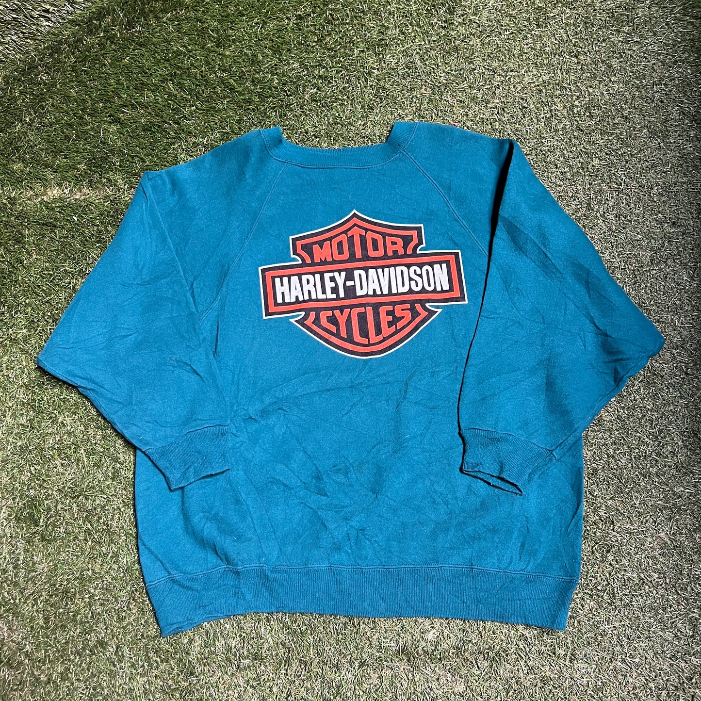 Harley Davidson Crewneck Aqua No Size tag Size Large USED V10849