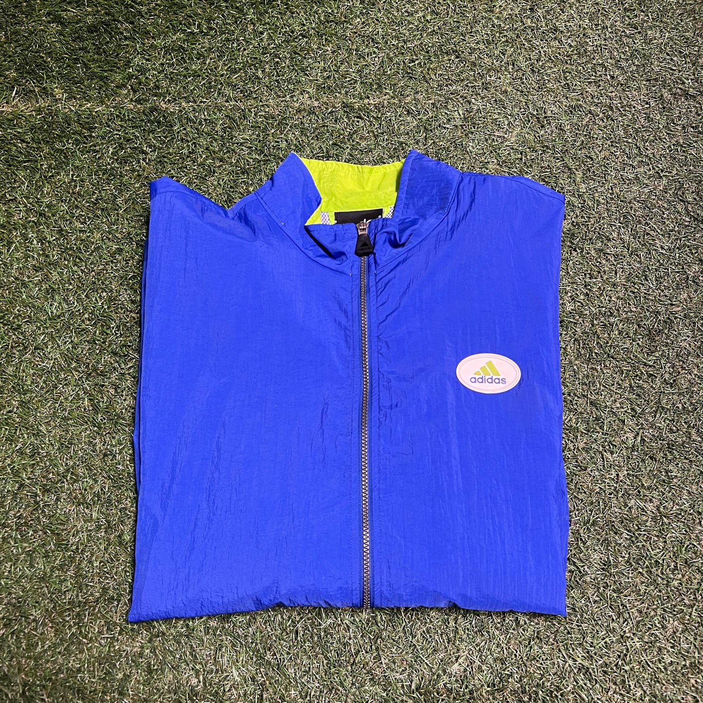 Adidas Small Chest Logo Blue Windbreaker Size XXL USED v13254