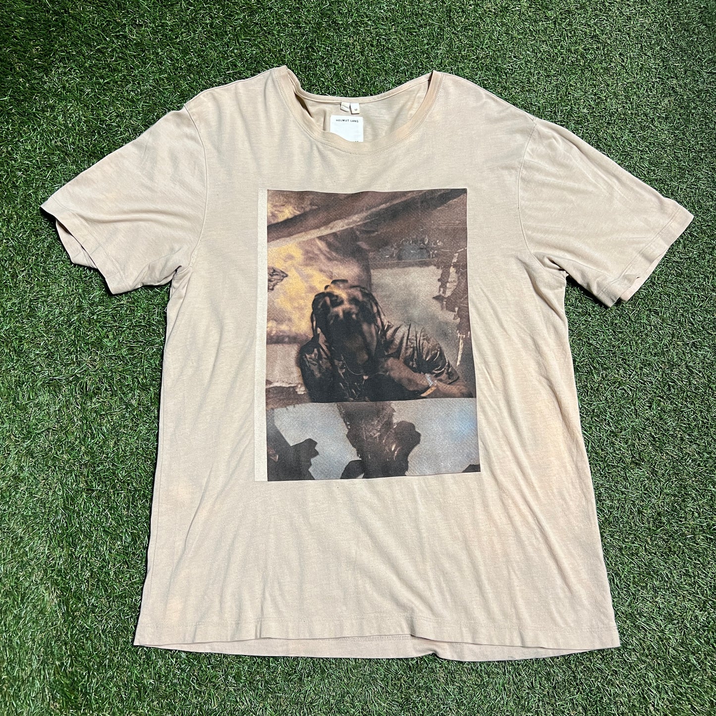 Travis Scott Helmut Lang Hair Tee Size Medium USED x4149
