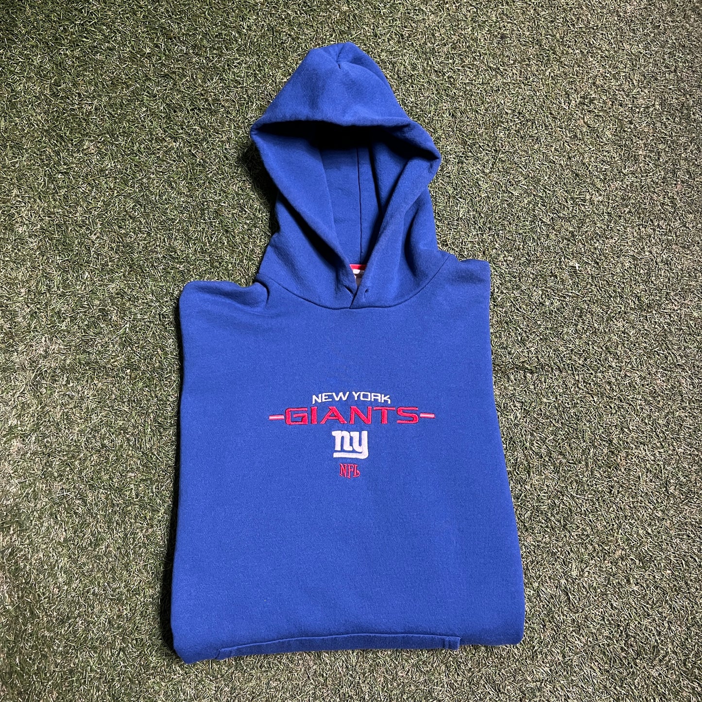 2010s New York Giants Embroidery Middle Logo Blue Hoodie Size XL USED v15154