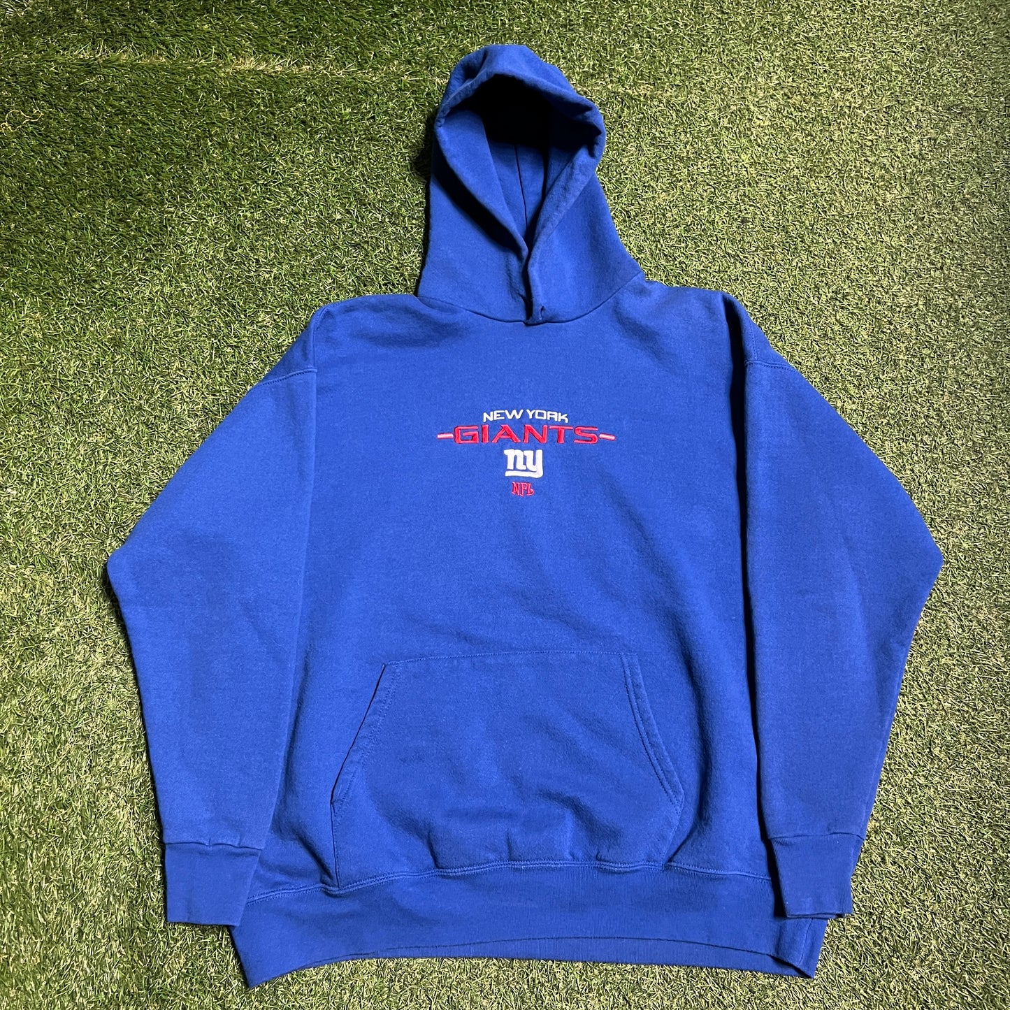 2010s New York Giants Embroidery Middle Logo Blue Hoodie Size XL USED v15154