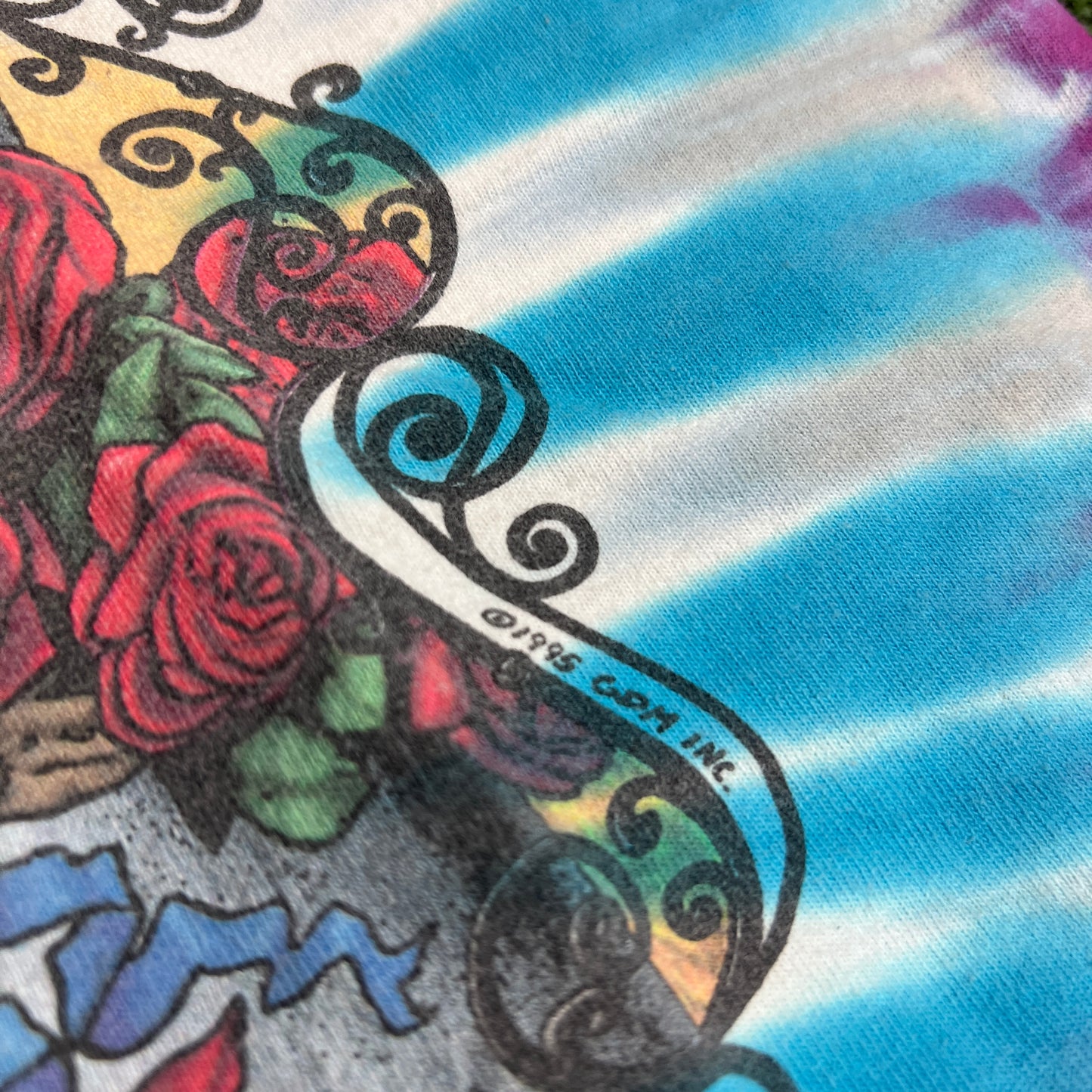 Grateful Dead 1995 30 Years Skeleton With Roses Tee Size Large USED v8592