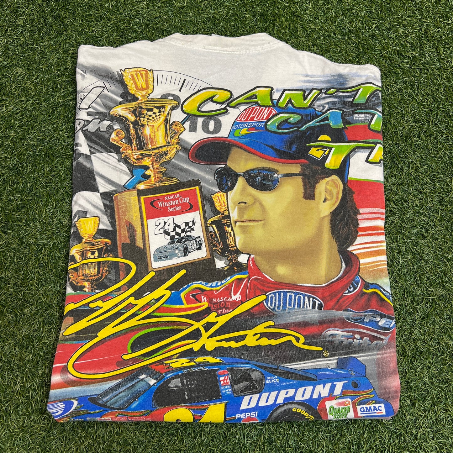 Nascar 2001 Champions Jeff Gordon All Over Print Racing Tee Size Large USED v8632