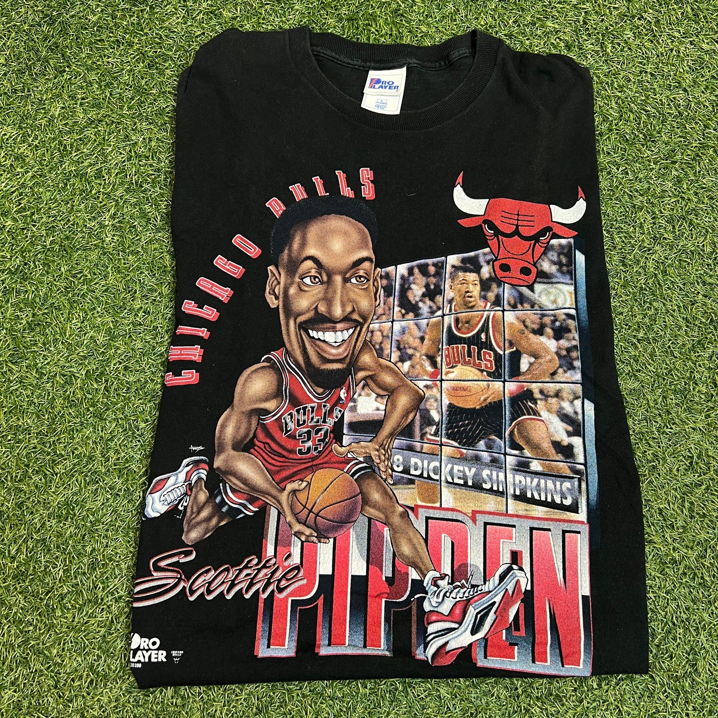 Scottie Pippen 1990s Caricature Pro Player Tee Size Large USED v5970