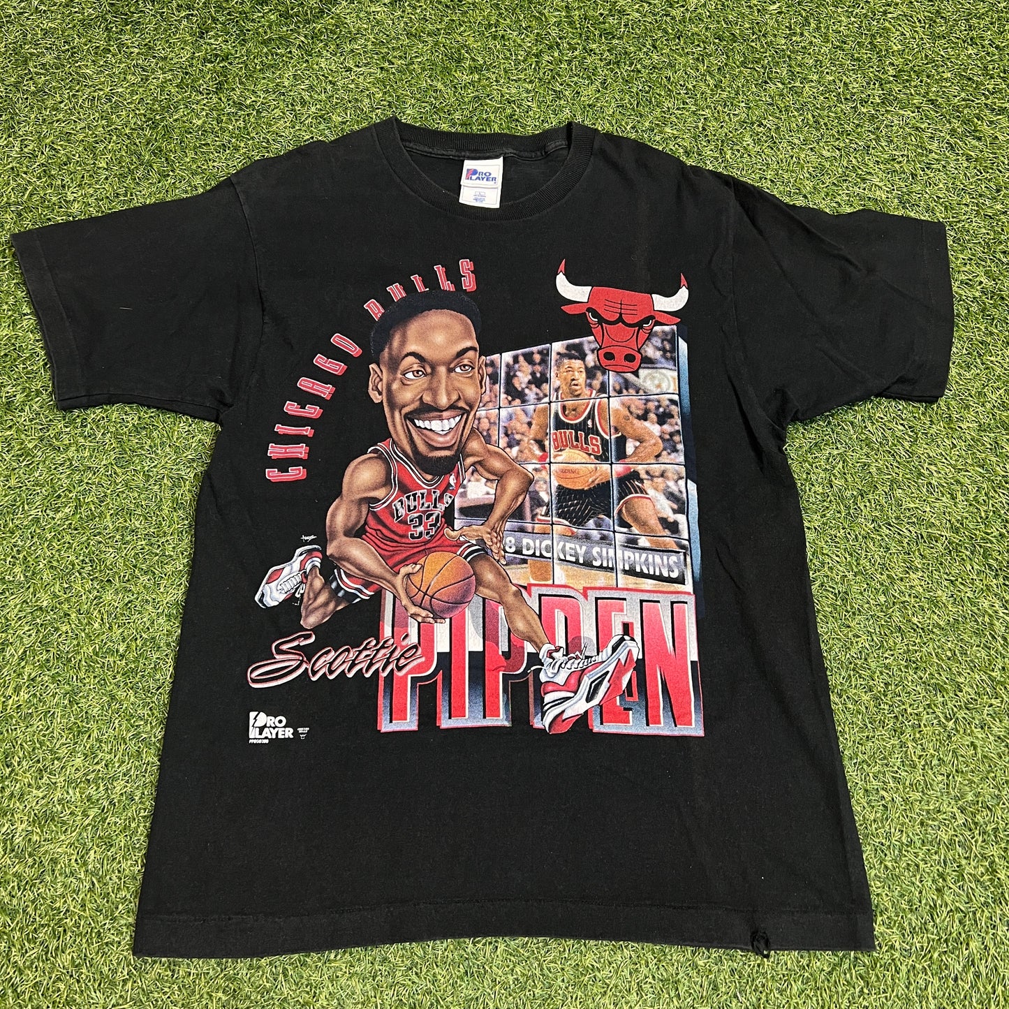 Scottie Pippen 1990s Caricature Pro Player Tee Size Large USED v5970