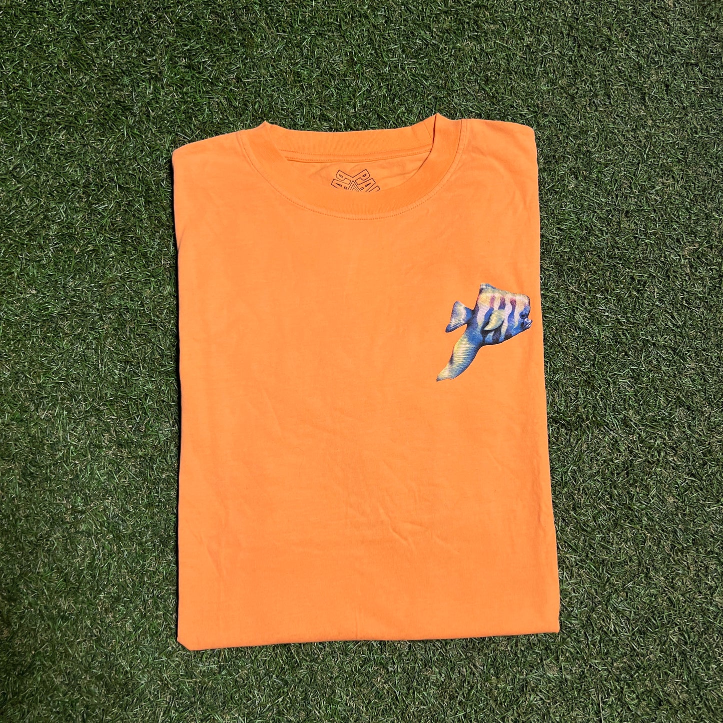 Palace P Fish Logo Orange Tee Size Medium USED x12597