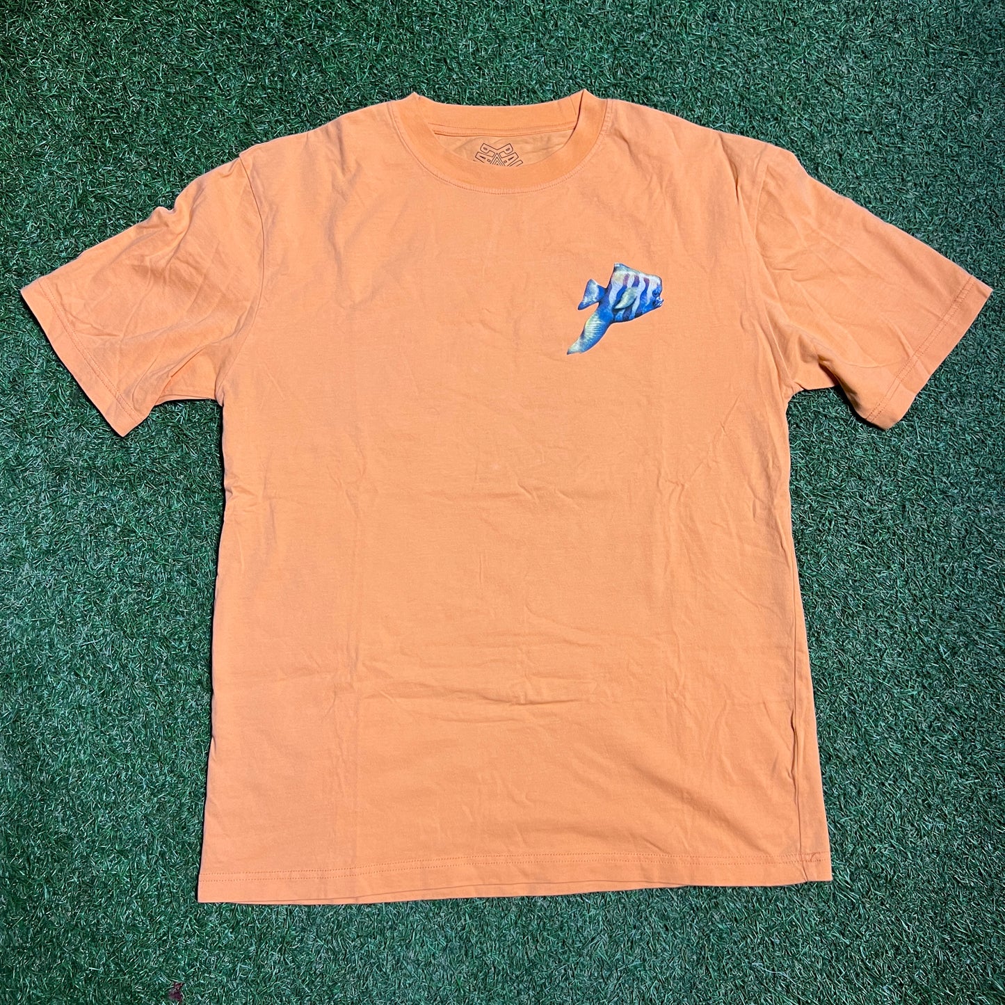 Palace P Fish Logo Orange Tee Size Medium USED x12597