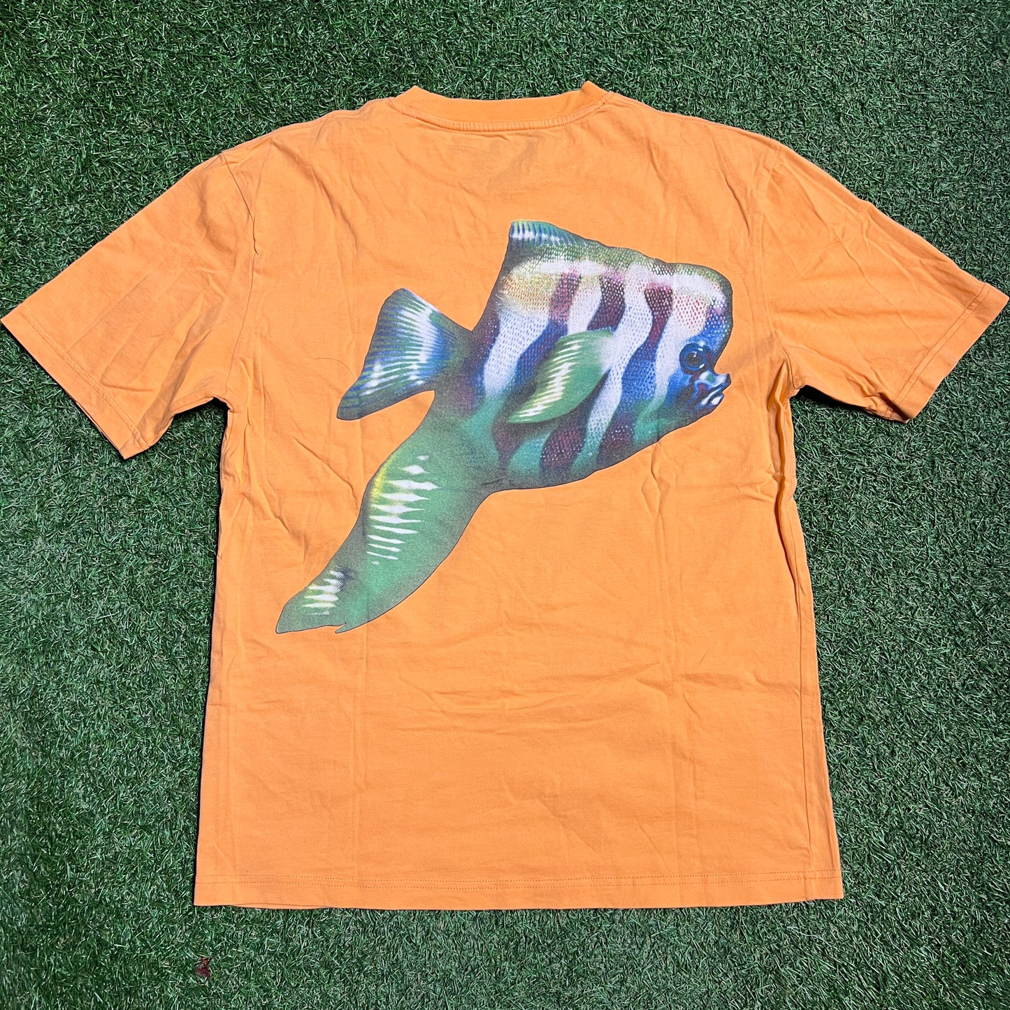 Palace P Fish Logo Orange Tee Size Medium USED x12597