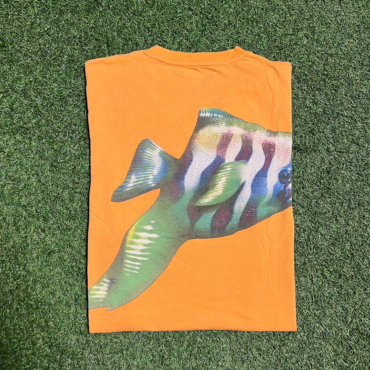 Palace P Fish Logo Orange Tee Size Medium USED x12597