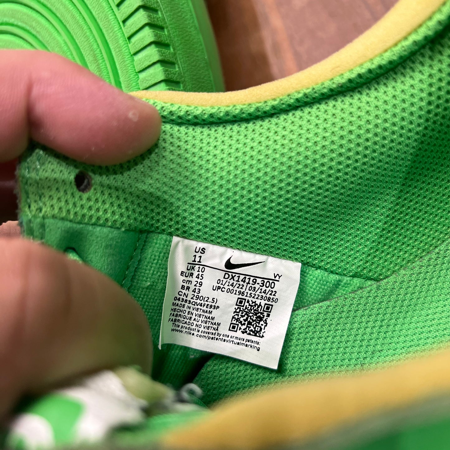 Nike Air Force One Off White Brooklyn Green Size 11 USED s16032